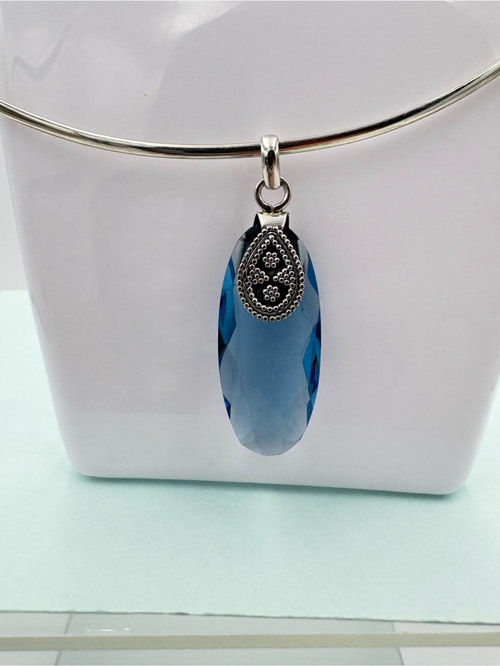 Sterling Silver Genuine 18CT Tanzanite Gemstone Teardrop Pendant - Pendant Only